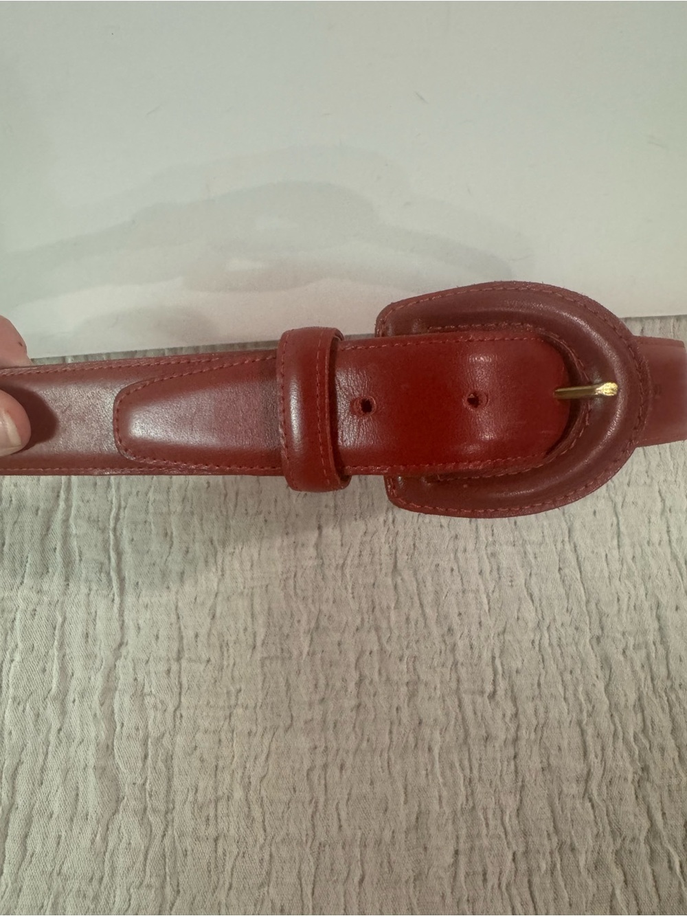 VTG Coach Red Burnished Cowhide Leather Belt #3901 Size Medium - Picture 3 of 9